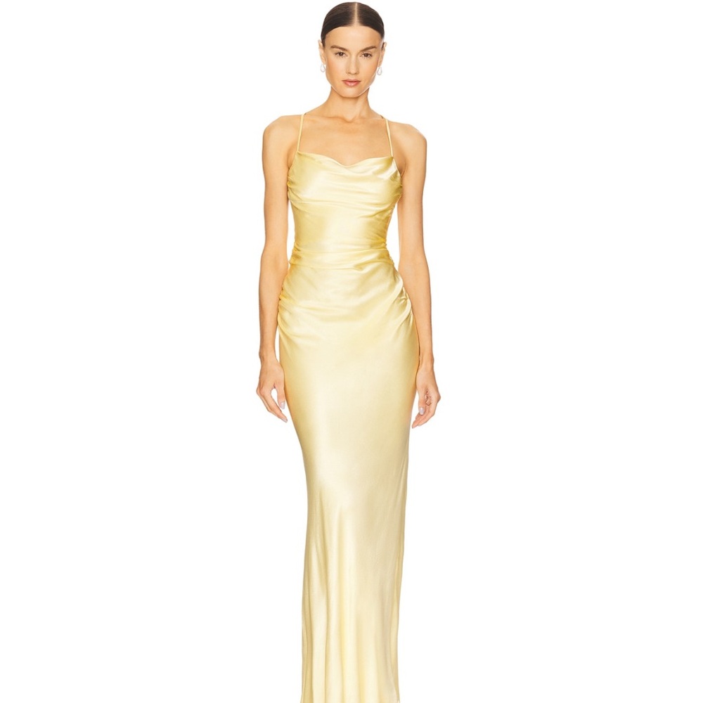 Shona Joy Yellow Satin Maxi Dress